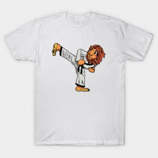 Cartoon lion doing hapkido T-Shirt